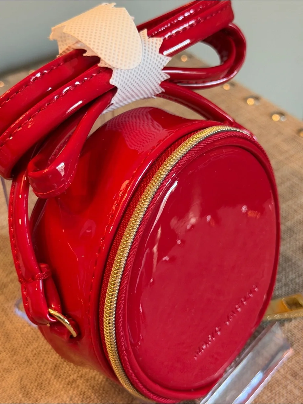 Marc Jacobs Glossy Red Round Crossbody Cosmetic Case